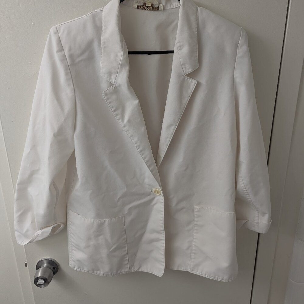 Vintage 80s Oversized Cotton Blazer | Structured Shoulder | Size 14